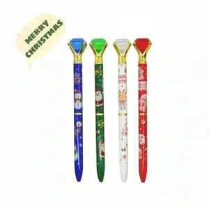 🆕 Big Diamond Design Christmas Print Xmas Ballpoint Pens Pack🆕